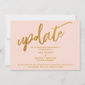 Faux Gold Foil Waves Carte Blancs Mariage reportée (Devant)