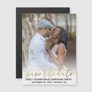 Faux Gold Foil Weddenfoto Save the Date Magnets Magnetische Uitnodiging