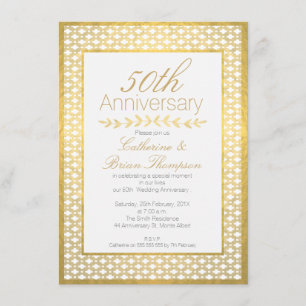 Faux Gold Foil Wedding 50th Jubileum Invitation Kaart