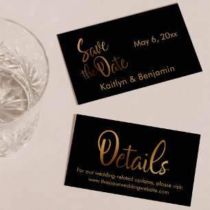 Faux Gold Foil, Wedding Detail Save the Date Kaart Visitekaartje