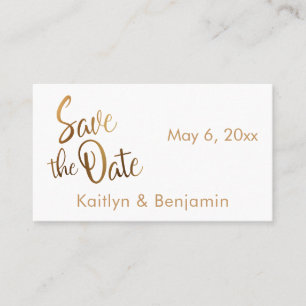 Faux Gold Foil, Wedding Detail Sla de datumkaart o Visitekaartje