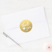 Faux GOLD FOIL White Heart Hartelijk dank Ronde Sticker (Envelop)