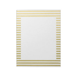 Faux Gold Foil White Stripes Pattern Notitieblok