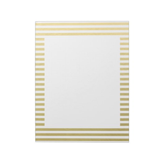 Faux Gold Foil White Stripes Pattern Notitieblok (Gedraaid)