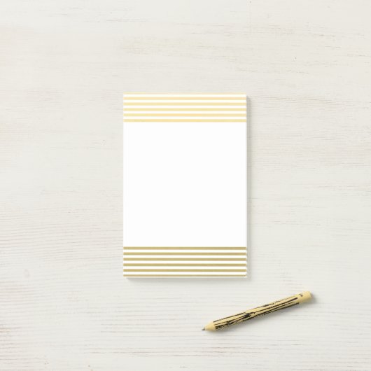 Faux Gold Foil White Stripes Pattern Post-it® Notes (Op bureau)