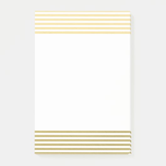 Faux Gold Foil White Stripes Pattern Post-it® Notes (Voorkant)