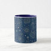 Faux Gold Foil Xmas - herkleuringspatroon blauw Mok (Midden)