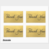 Faux GOLD FOIL Zwart Script Kalligrafie Dank u Rechthoekige Sticker (Vel)