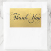 Faux GOLD FOIL Zwart Script Kalligrafie Dank u Rechthoekige Sticker (Tas)