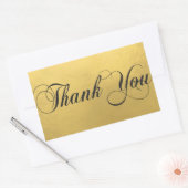 Faux GOLD FOIL Zwart Script Kalligrafie Dank u Rechthoekige Sticker (Envelop)