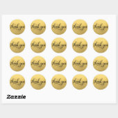 Faux GOLD FOIL Zwart Script Kalligrafie Dank u Ronde Sticker (Vel)