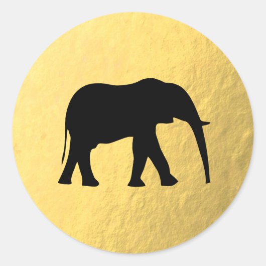 Faux Gold Foil - zwarte olifant Sticker (Voorkant)