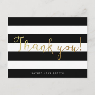 Faux Gold Folie Calligrafie Zwart-witte strepen Briefkaart