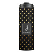 Faux Gold Folie en Black Star Pattern Monogram Thermosbeker (Voorkant)