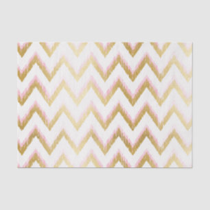 Faux Gold Folie en Roze Ikat Chevron Patroon Tissuepapier