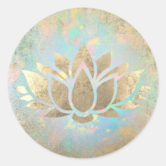 Faux Gold folie Lotus Classic Ronde sticker (Voorkant)