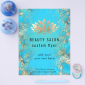 FAUX Gold folie lotus logo turquoise stone Flyer (Enkel)