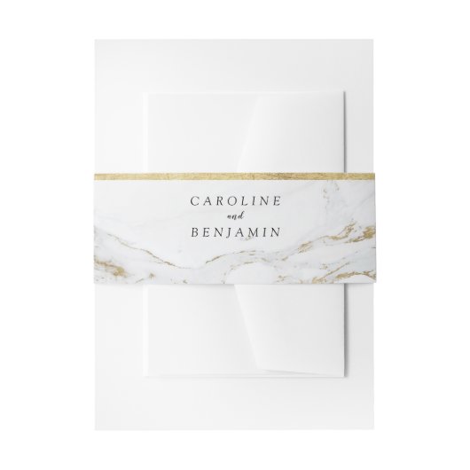 Faux gold folie marmer luxe modern bruiloft uitnodigingen wikkel (Voorkant Voorbeeld)