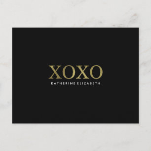Faux Gold Folie op Black XOXO Flat Bedankt Card Briefkaart