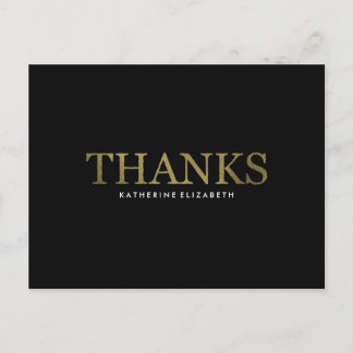 Faux Gold Folie op zwart - Flat Thank You Card Briefkaart