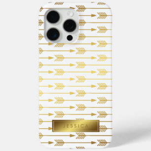 Faux Gold Folie Pijlen Patroon iPhone 15 Pro Max Hoesje