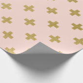 Faux Gold Folie Swiss Cross Pattern Cadeaupapier (Hoek)