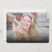 Faux Gold Formal Script Graduate Card Faire-part (Devant)
