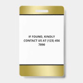 Faux Gold Foto & Drie Logo Press ID Badge (Achterkant)