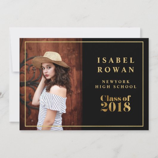 Faux gold Frame Graduation 2018 Invitation photo (Devant)