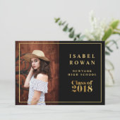 Faux gold Frame Graduation 2018 Invitation photo (Debout devant)
