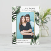 Faux Gold Frame Green Wedding Save the Date Photo (Debout devant)
