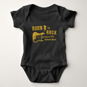 Faux Gold Geboren in Rock Mums World Guitar Humor Romper