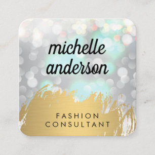 Faux Gold geborsteld met Boke Glitter Vierkante Visitekaartje