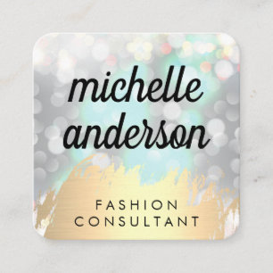 Faux Gold geborsteld met Boke Glitter Vierkante Visitekaartje