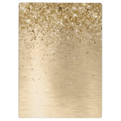 Faux Gold geborsteld metaal Glitter Print Monogram Klembord (Achterkant)