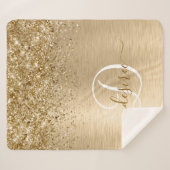 Faux Gold geborsteld metaal Glitter Print Monogram Sherpa Deken (Voorkant (horizontaal))