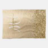 Faux Gold geborsteld metaal Glitter Print Monogram Theedoek (Horizontaal)