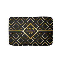 FAUX Gold Geometric Pattern met Monogram op BLACK