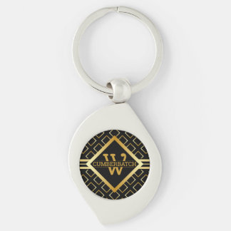 FAUX Gold Geometric Pattern MONOGRAM on BLACK Sleutelhanger