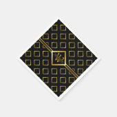 FAUX Gold Geometric Pattern with Monogram on BLACK Servet (Hoek)