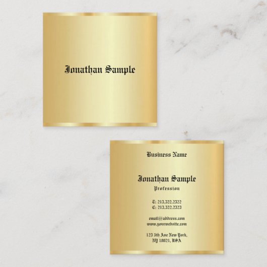 Faux Gold Glamoureuze persoonlijke Sjabloon Oude t Vierkante Visitekaartje (Voorkant / Achterkant)