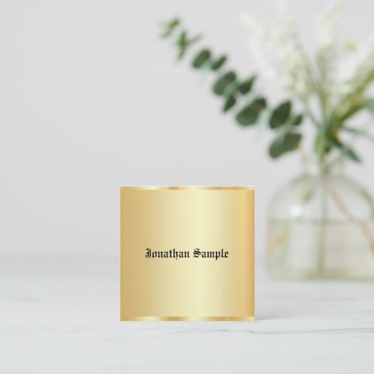 Faux Gold Glamoureuze persoonlijke Sjabloon Oude t Vierkante Visitekaartje (Staand voorkant)
