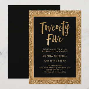 Faux Gold Glitter 25ste verjaardag Kaart
