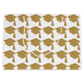 Faux Gold Glitter Afstudeerder Pet Afstuderen Groot Cadeauzakje (Voorkant)