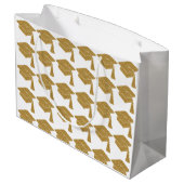 Faux Gold Glitter Afstudeerder Pet Afstuderen Groot Cadeauzakje (Achterkant Gekanteld)