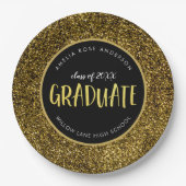 Faux Gold Glitter Afstuderen Afstuderen Papieren Bordje (Voorkant)