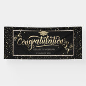 Faux Gold Glitter Afstuderen Pet, Confetti Spandoek (Horizontaal)