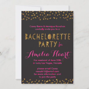 Faux Gold Glitter Animal Print Bachelorette Party Kaart