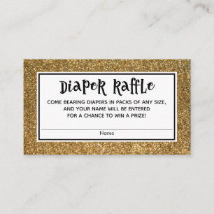 Faux Gold Glitter Baby shower Diaper Raffle-kaarte Informatiekaartje