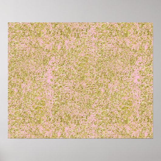 Faux Gold Glitter Background Patroon Sparkle Pink Poster (Voorkant)